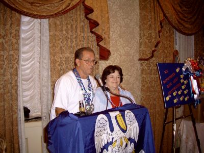 Charlie and Karen Layus greating all the crew members at the opening reception

